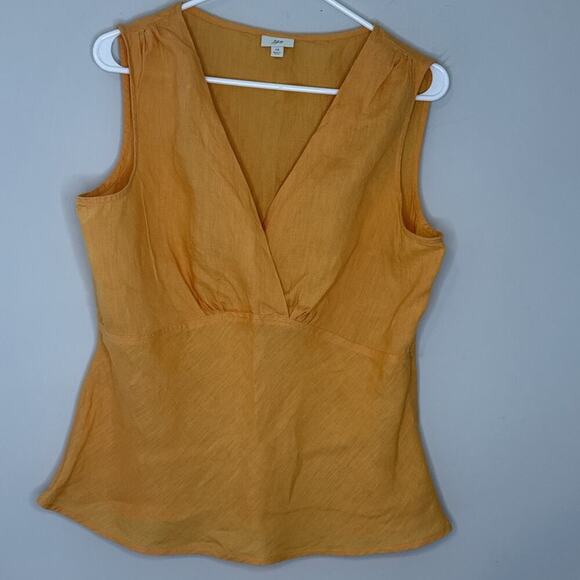 J. Jill Tops - J JILL Sleeveless Top in Saffron 100% LINEN Size 14